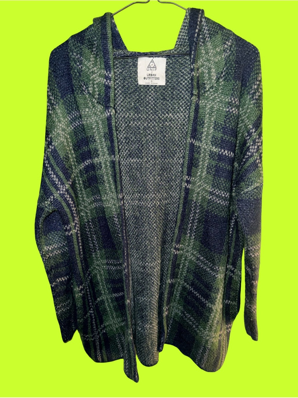 UNIF x Urban Outfitters Ditch Plaid Hooded Cardigan | Size S